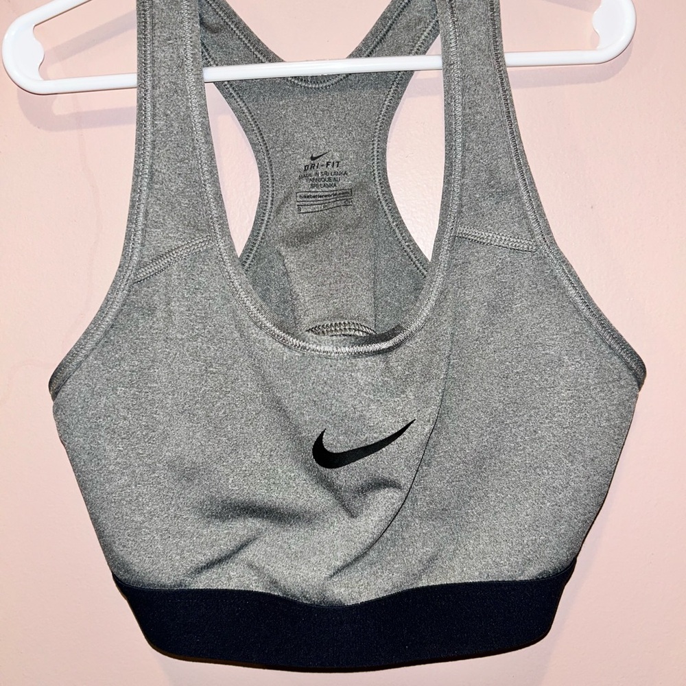 Nike Women's Gray and Black Sports Bra